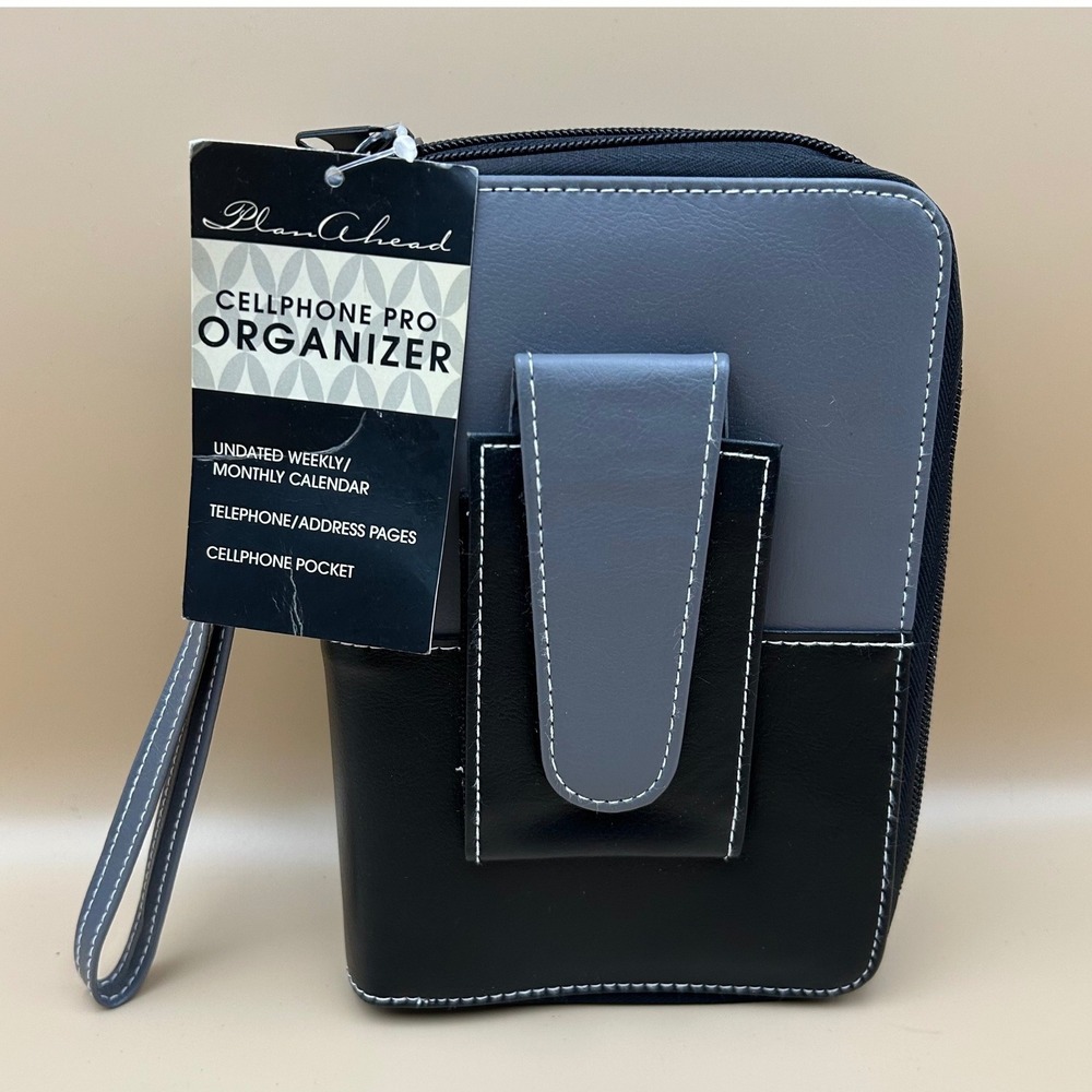 PlanAhead Cellphone Pro Organizer Wallet Planner Black Grey Undated Calendar